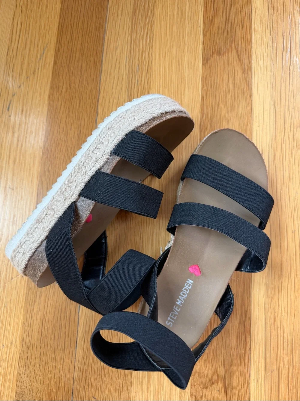 Steve Madden Black Elastic Triple-Strap Sandals